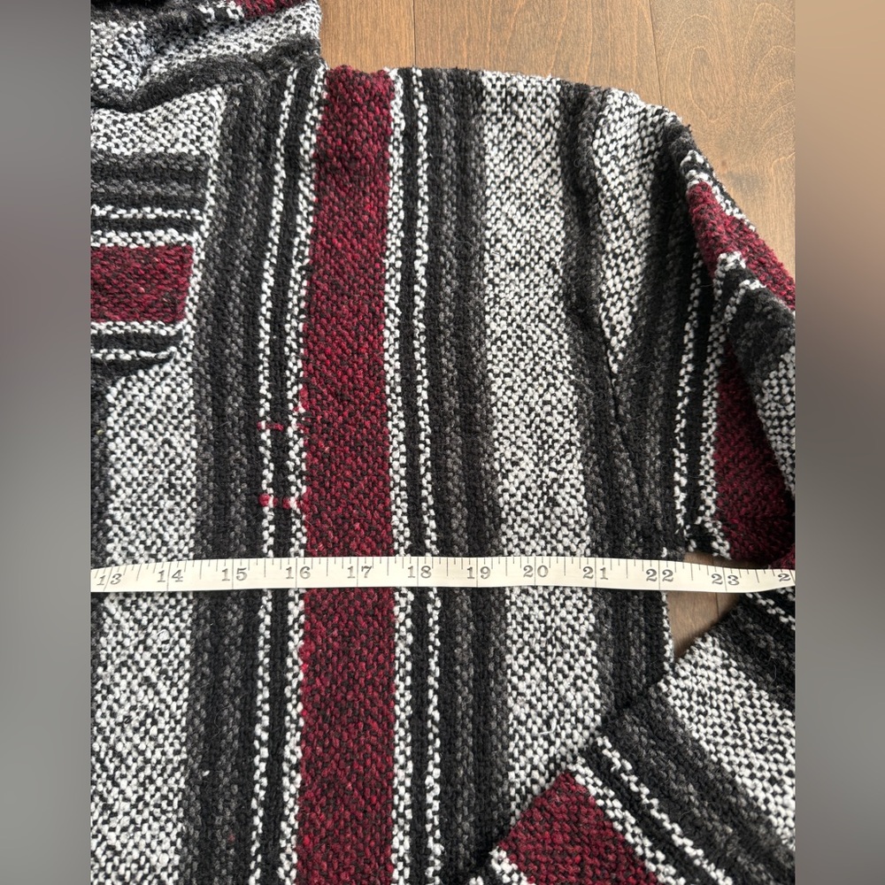 Iguana Jack Baja Mens Hoodie Black Gray Maroon Striped Size XL - Picture 6 of 9